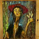 "EĆ ze storczykiem w wieku 100 lat wg Modiglianiego" 67x59 cm